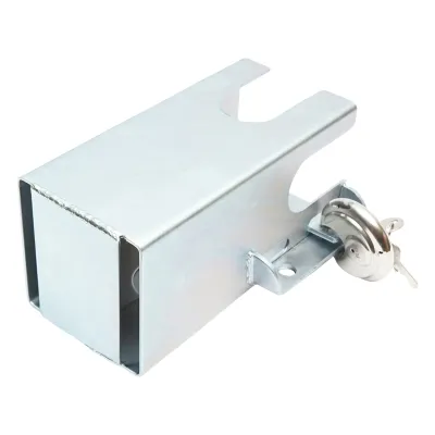 Blocaj antifurt metalic inoxidabil cu doua chei, 110x110x217mm pentru cupla remorcare Breckner Germany - imagine 2